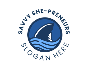 Shark Fin Wave Badge logo design