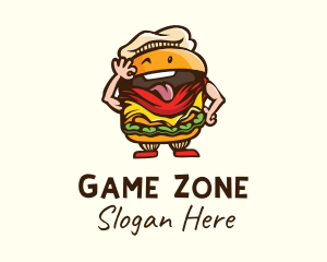 Playful Burger Cartoon logo