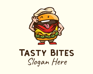 Playful Burger Cartoon logo design