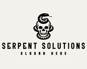 Skeleton Skull Serpent logo design