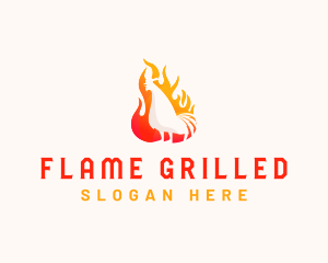 Roasted Chicken Flame logo design