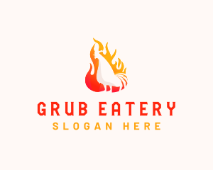 Roasted Chicken Flame logo design