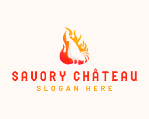 Roasted Chicken Flame logo design