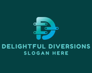 Tech Gradient Letter D logo design