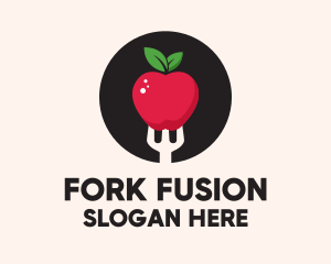 Apple Fruit Fork  logo design