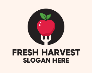 Apple Fruit Fork  logo design