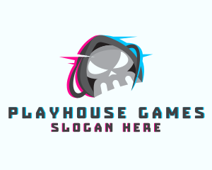 Skull Anaglyph Gaming logo design