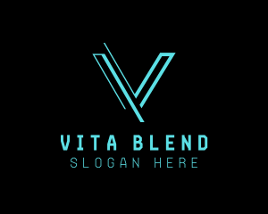 Modern Digital Letter V logo design