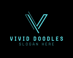 Modern Digital Letter V logo design