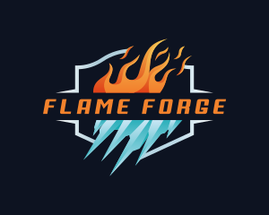 Flame Iceberg Cooling Heating logo design