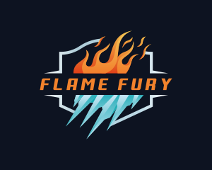 Flame Iceberg Cooling Heating logo design