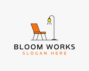 Modern Chair Lamp Furniture logo design