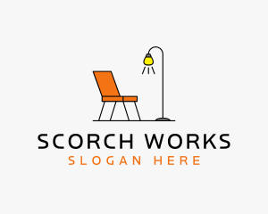 Modern Chair Lamp Furniture logo design