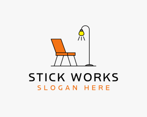 Modern Chair Lamp Furniture logo design