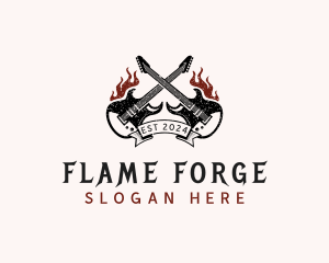 Flame Guitar Rockstar logo design