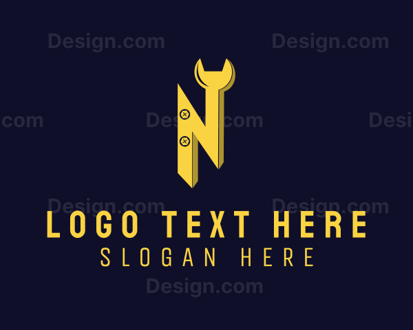 Wrench Tool Letter N Logo