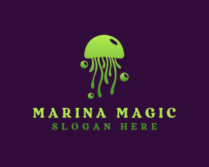 Bubble Marine Jellyfish logo design