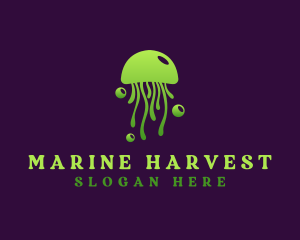 Bubble Marine Jellyfish logo design