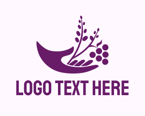 Hand Grape Plant  logo design