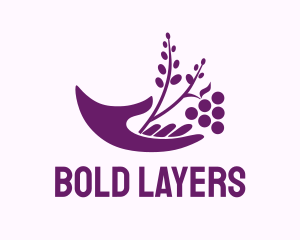 Hand Grape Plant  logo design