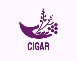 Hand Grape Plant  logo design