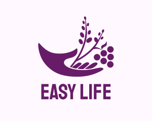 Hand Grape Plant  logo design