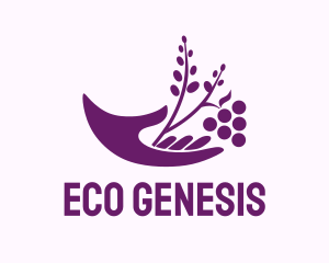 Hand Grape Plant  logo design