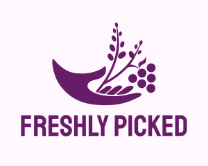 Hand Grape Plant  logo design