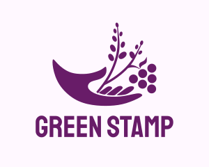 Hand Grape Plant  logo design