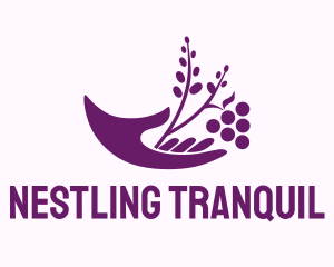 Hand Grape Plant  logo design