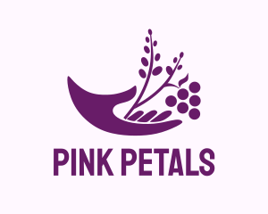 Hand Grape Plant  logo design