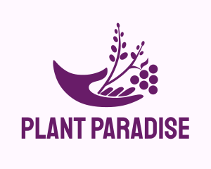 Hand Grape Plant  logo design