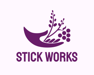 Hand Grape Plant  logo design