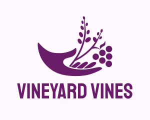Hand Grape Plant  logo design