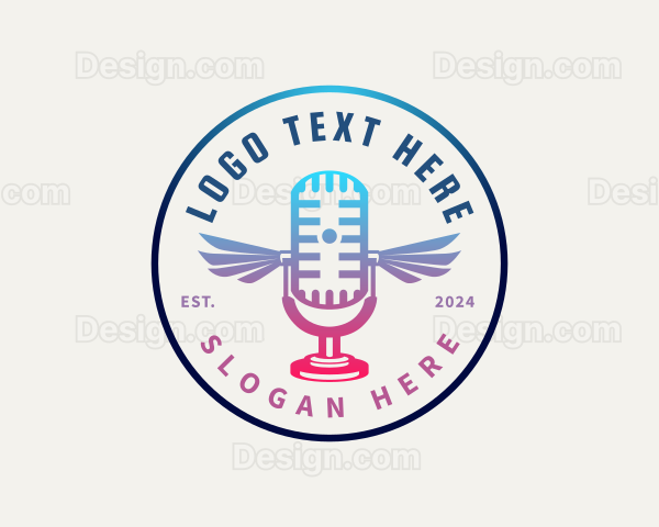 Wings Dj Microphone Logo