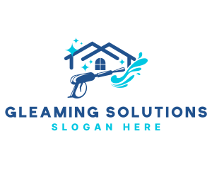 Pressure Washer Clean House logo design