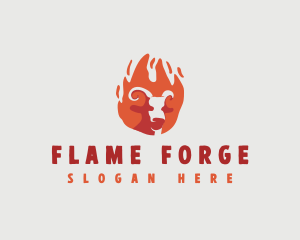 Barbecue Fire Beef logo design