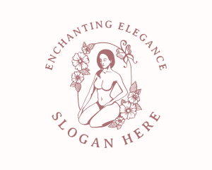 Floral Naked Woman  logo design