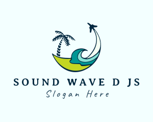 Beach Wave Airplane logo design