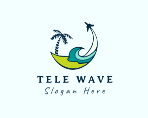 Beach Wave Airplane logo design