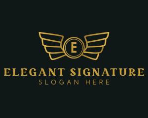 Elegant Golden Wings logo design