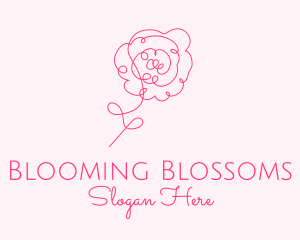 Pink Minimalist Rose Flower  logo