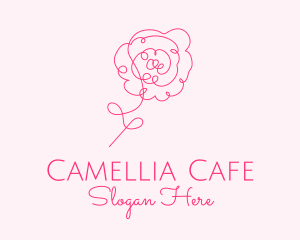 Pink Minimalist Rose Flower  logo