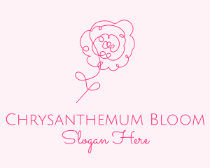 Pink Minimalist Rose Flower  logo