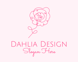 Pink Minimalist Rose Flower  logo