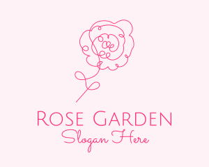 Pink Minimalist Rose Flower  logo