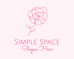 Pink Minimalist Rose Flower  logo design