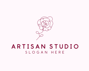 Pink Rose Flower  logo design