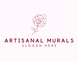 Pink Rose Flower  logo design