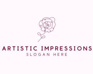 Pink Rose Flower  logo design